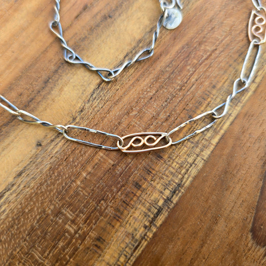 14K Gold Sixes Link Chain in Sterling Silver | Collector Works