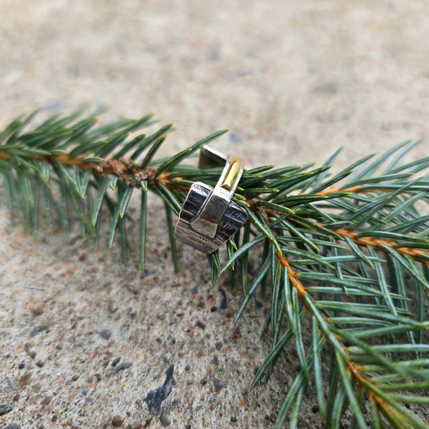 Sterling Silver & 18K Gold Bar Bridge Ring — Bench-Forged Signature Band