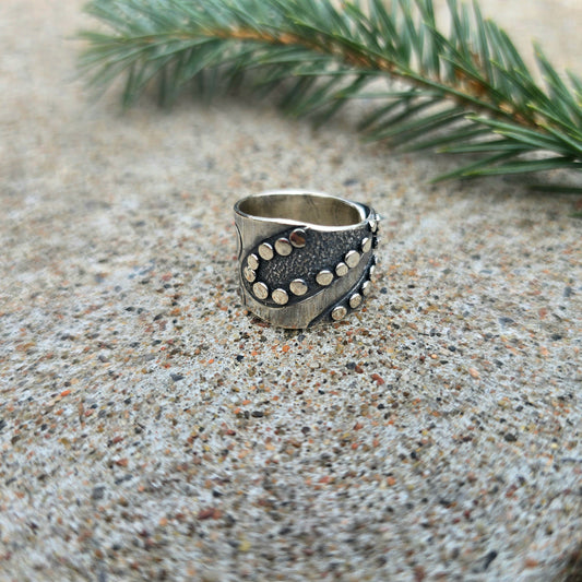 Hand-Forged Switchback Argentium Silver Adjustable Ring