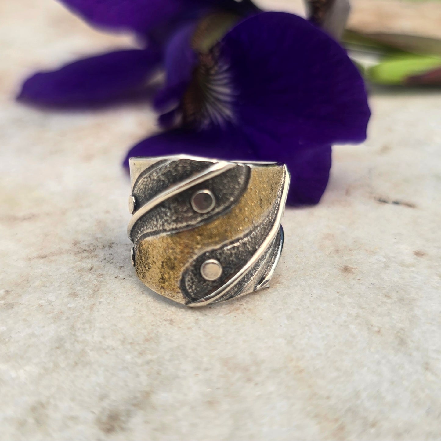 18k Gold & Argentium Oro River Sterling Silver Ring