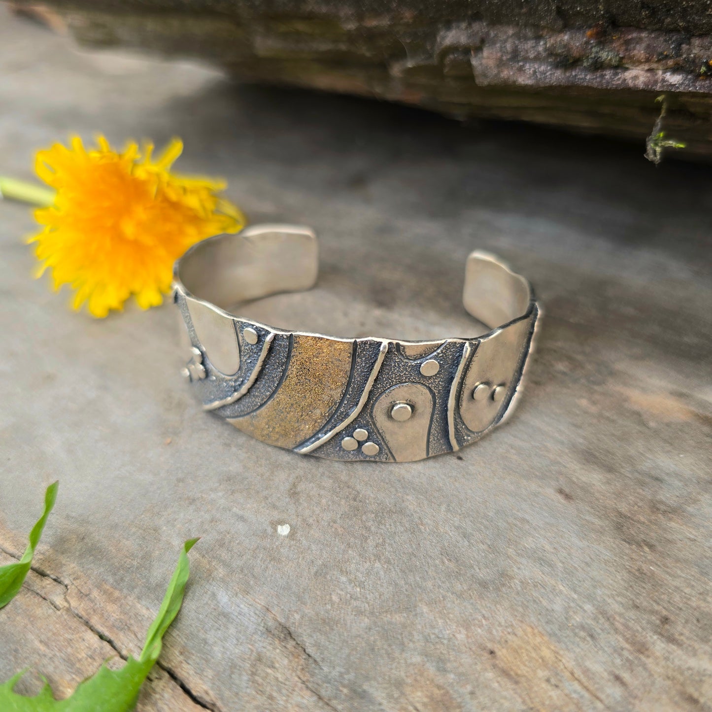 Oro River Cuff in 18k Gold & Argentium Silver