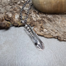 Load image into Gallery viewer, Black Onyx Feather Pendant

