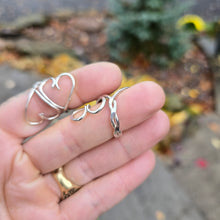 Load image into Gallery viewer, Bypass Heart Ring – Hand-Forged Sterling Silver Adjustable Design