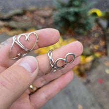 Load image into Gallery viewer, Bypass Heart Ring – Hand-Forged Sterling Silver Adjustable Design