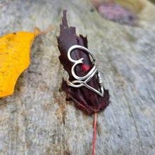 Load image into Gallery viewer, Bypass Heart Ring – Hand-Forged Sterling Silver Adjustable Design