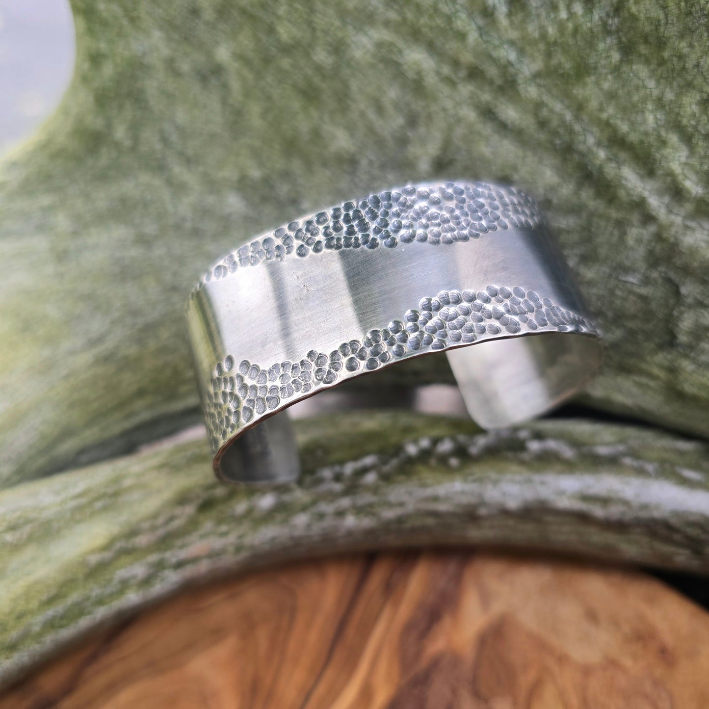 Heavy Wide Dapped Men's Sterling Silver Statement Cuff