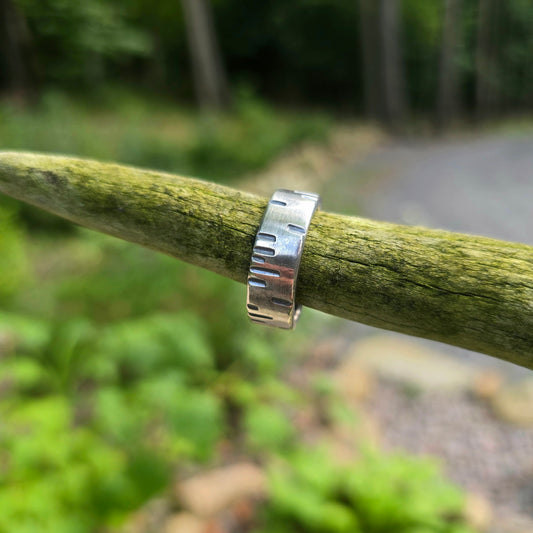 Heavy-Duty Men’s Tape Measure Hand-Forged Sterling Silver Ring