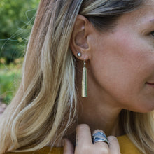 Load image into Gallery viewer, lifestyle photo of Emily Dicob wearing handcrafted earrings