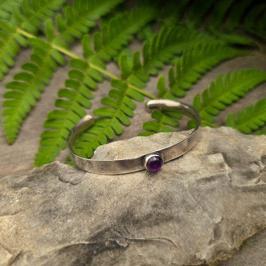 Children's Amethyst Hand-Forged Sterling Silver Bracelet