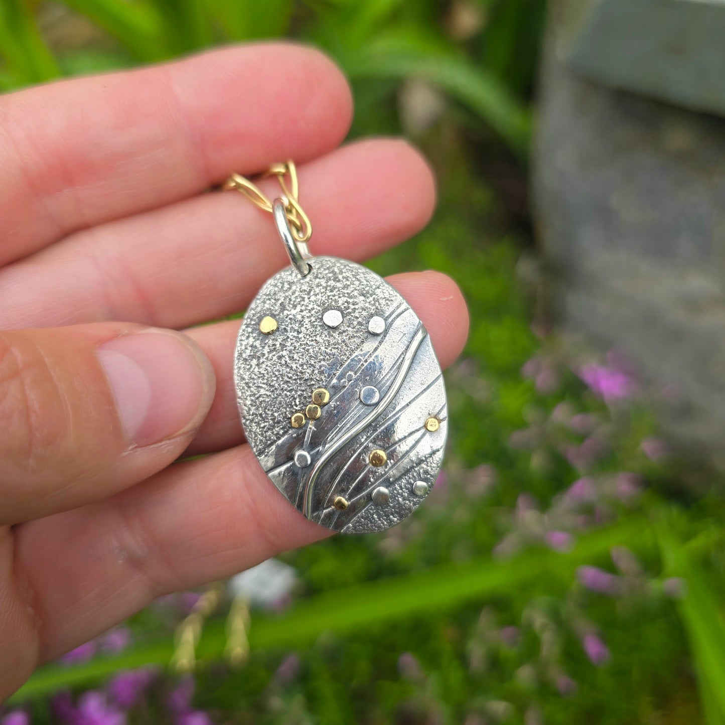 The River Argentium & 18k Gold Pendant