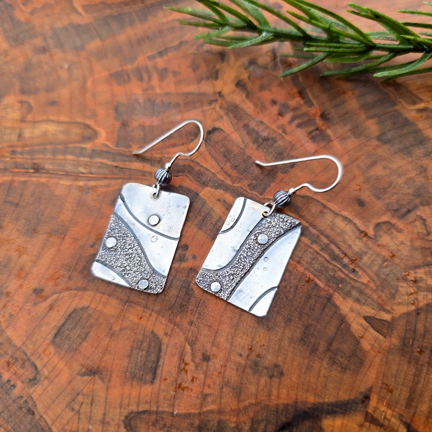 Argentium Rock Pathway Earrings one of a kind