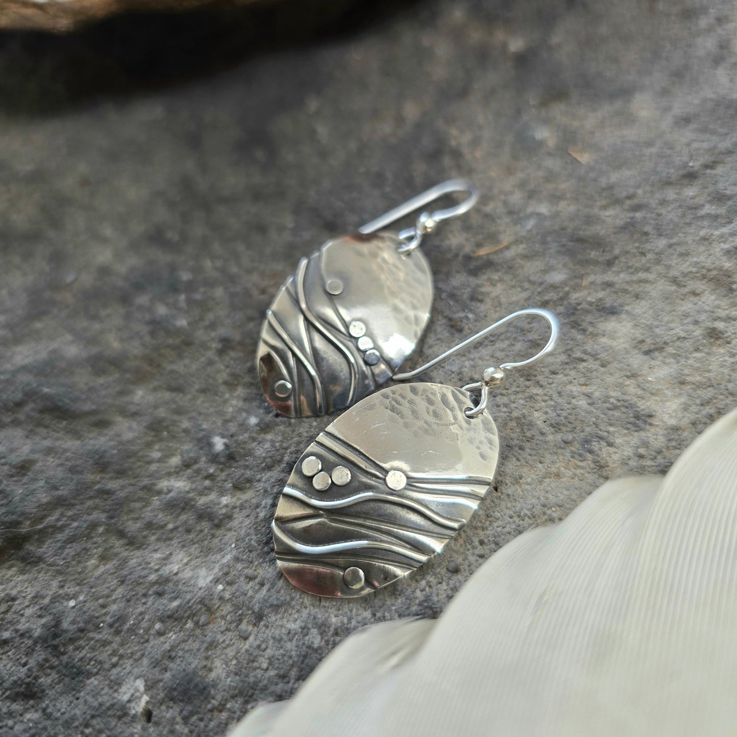 The River Collection Hand-Forged Argentium Silver Earrings