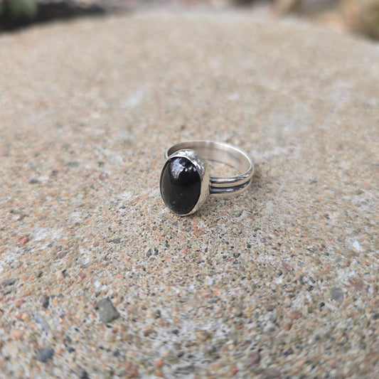 Black Star Diopside Hand-Forged Sterling Silver Ring