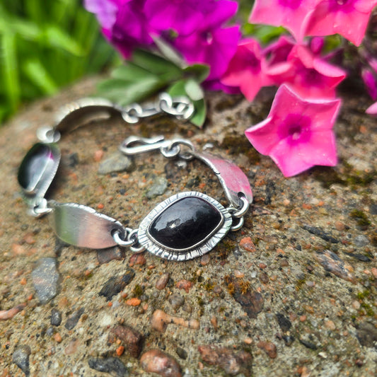 Molten Marquis Black Tourmaline Chain Link Bracelet