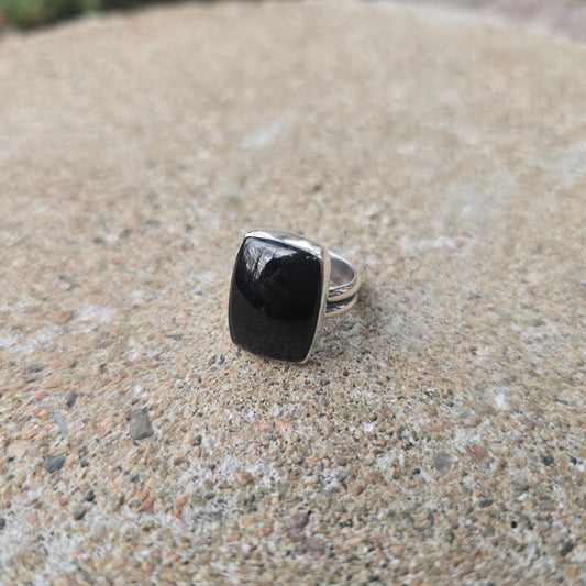 Black Tourmaline Hand-Forged Sterling Silver Ring #2