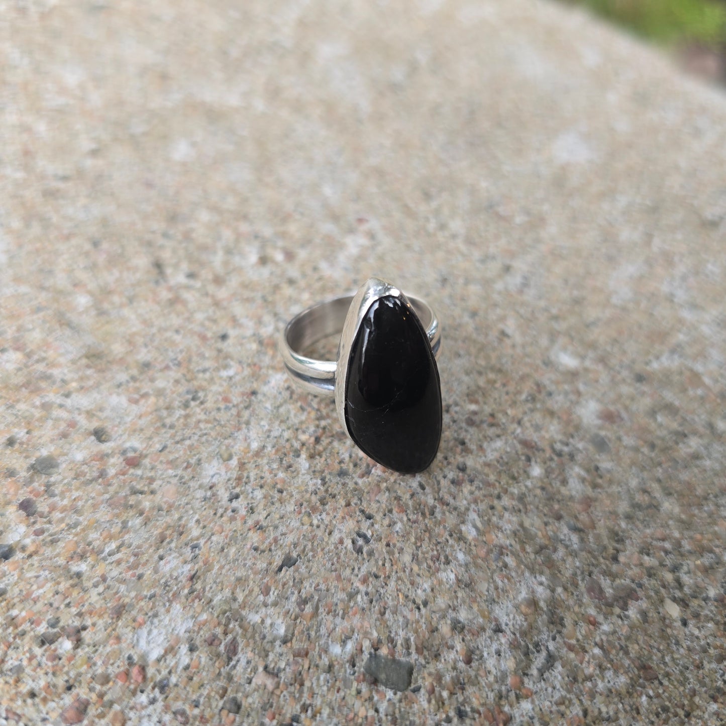 Black Tourmaline Hand-Forged Sterling Silver Ring #3