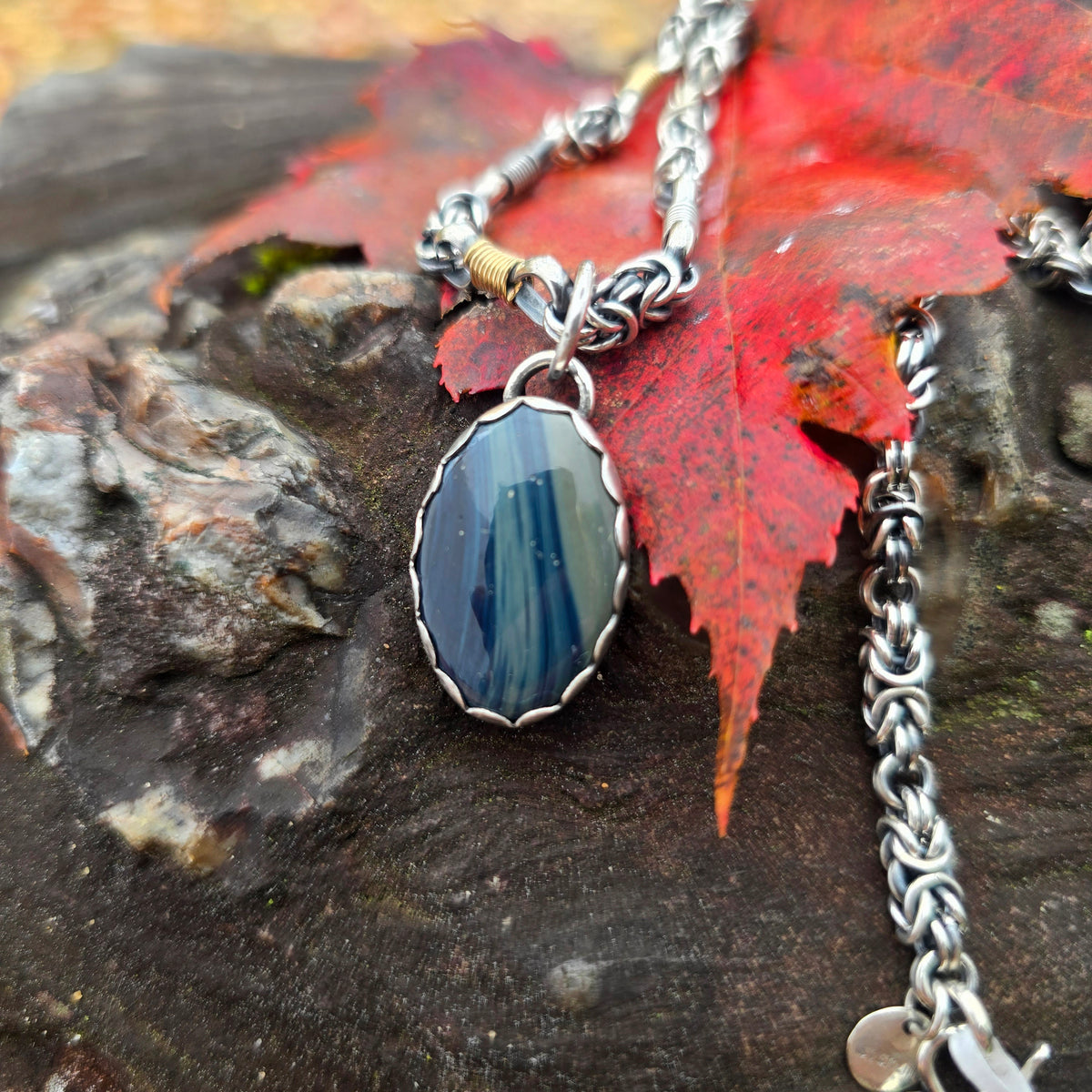 Blue Leland Minimalist Sterling Silver Pendant