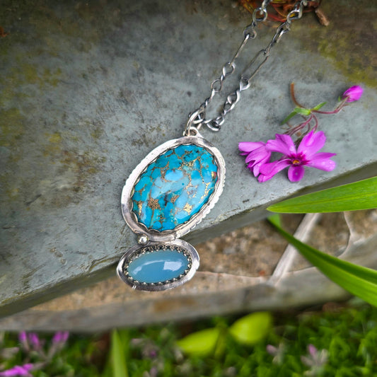 Double Blues Hand-Forged Sterling Silver Pendant