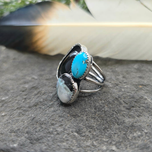 Boulder Ridge Black & Blues Sterling Silver Statement Ring