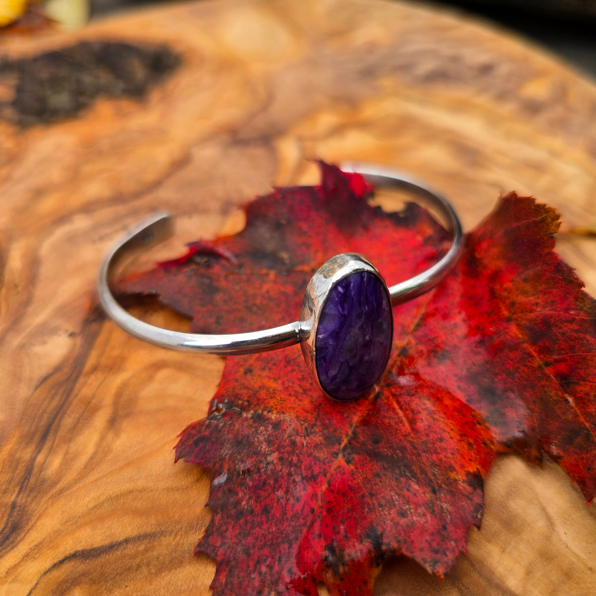 Charoite Sterling Silver Cuff Bracelet