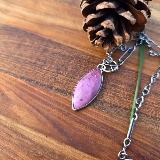 Pink Cobalto Calcite Marquise Pendant in Sterling Silver
