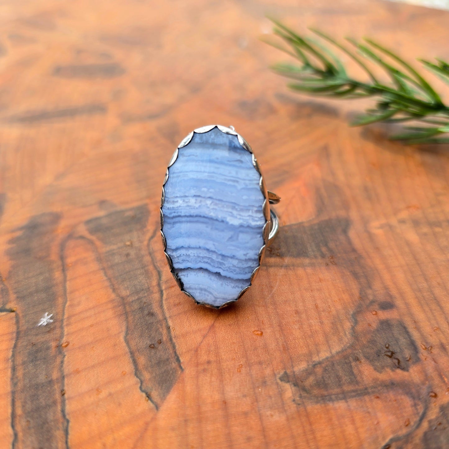 Crazy lace agate double shank ring in sterling silver