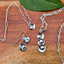 Load image into Gallery viewer, single drop pendant, triple drop pendant, and drop earrings displayed together