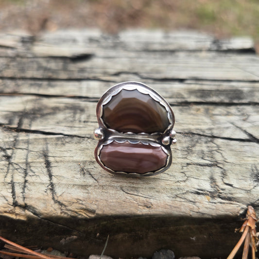 Earthy Brown & Pink Imperial Jasper Double Set Ring (One of a Kind) — Size 6
