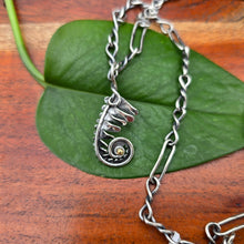 Load image into Gallery viewer, fern frond pendant with 18k gold accent bead on handmade sterling silver chain