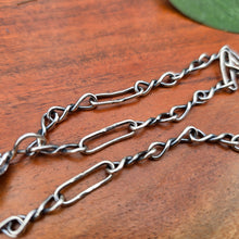 Load image into Gallery viewer, sterling silver paperclip and twisted link oxidized handmade chain