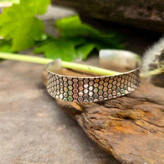 Honeycomb Hand-Forged Sterling Silver Cuff