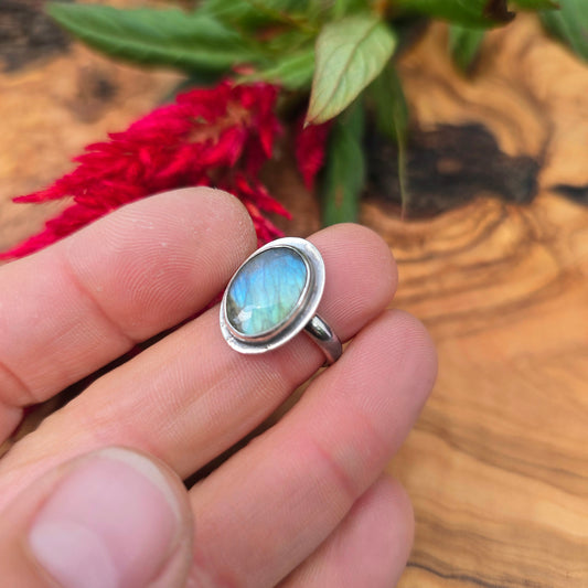 Blue-Green Labradorite Sterling Silver Ring