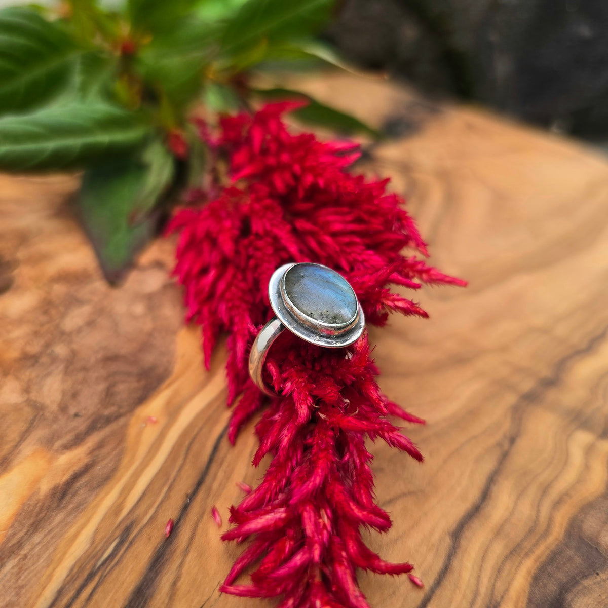 Blue-Green Labradorite Sterling Silver Ring