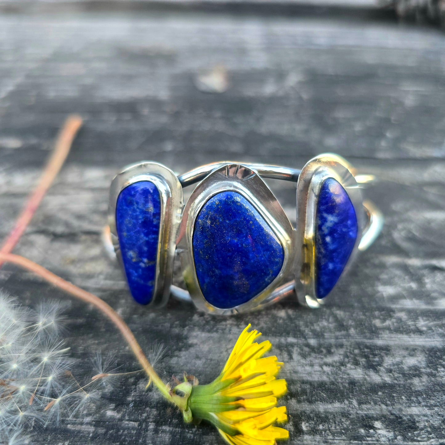 One-of-a-Kind Lapis Lazuli Statement Cuff — Bench-Forged Sterling Silver