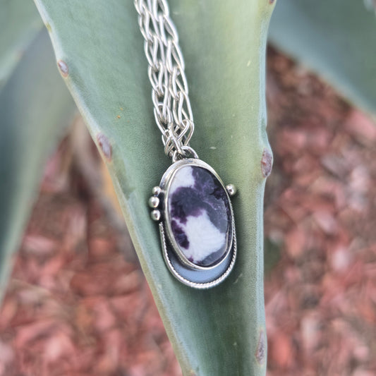 Lepidolite Pendant in Hand-Forged Sterling Silver