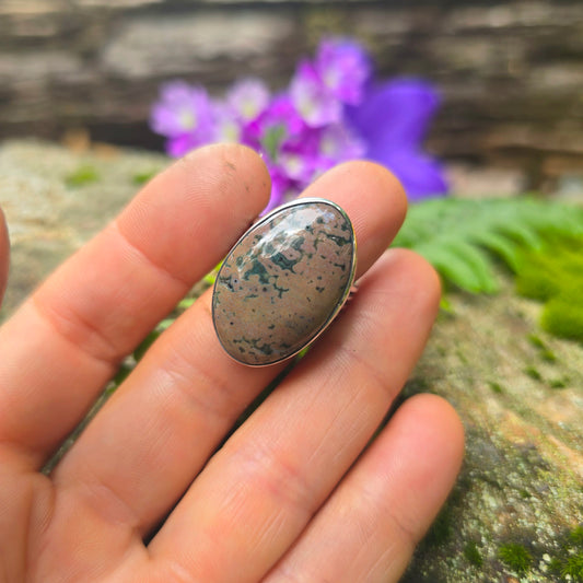Ocean Jasper Five Band Hand-Forged Sterling Silver Ring