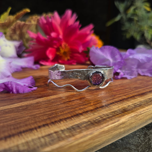 Pink Dichroic Zag Cuff Bracelet (One of a Kind) — Fits 6.5–7″ Wrist