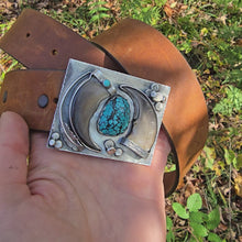 Load and play video in Gallery viewer, Black Bear Claw & Turquoise Belt Buckle