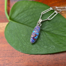 Load image into Gallery viewer, purple mohave turquoise dainty pendant displayed on surface
