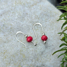 Load image into Gallery viewer, red agate threader earrings