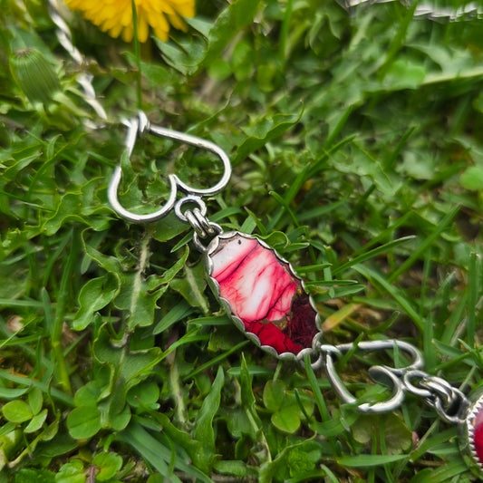 Red Dahlia Journey Necklace in Hand-Forged Sterling Silver