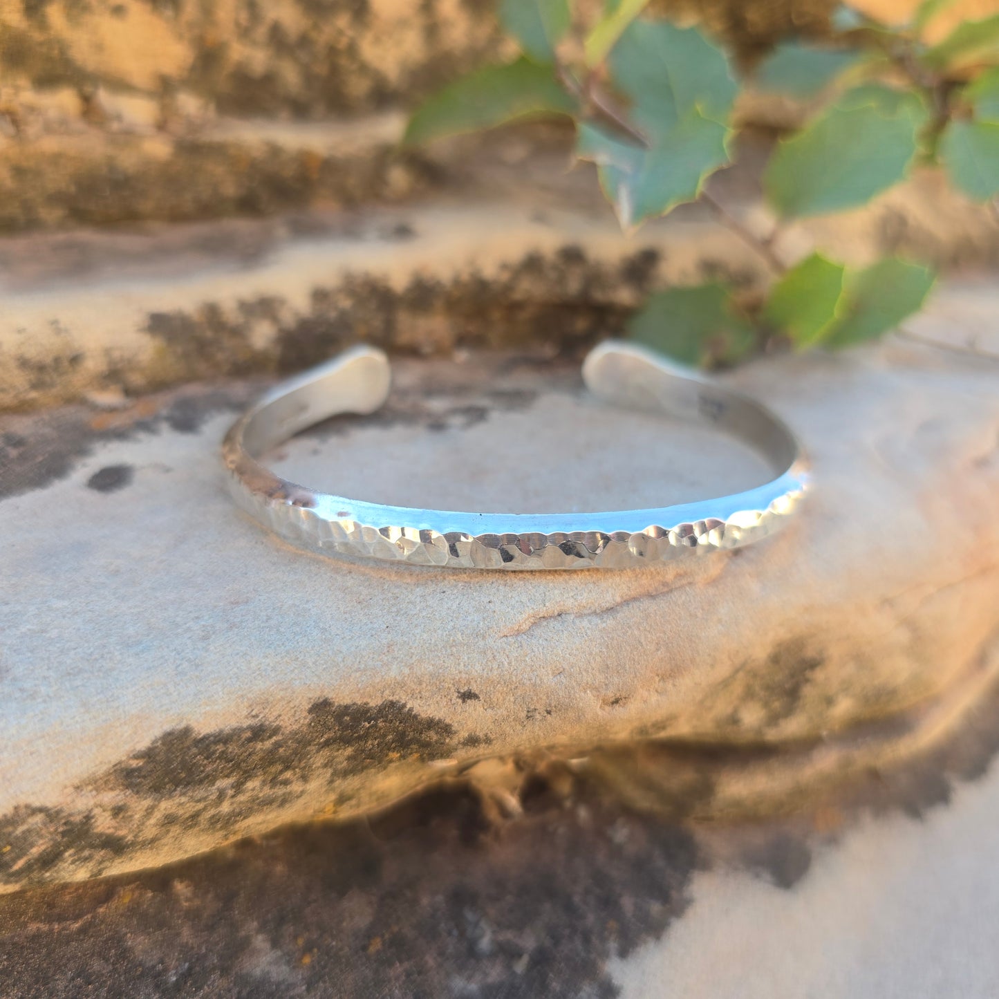 Heavy Hammered Sterling Silver Cuff Bracelet — Bench-Forged Signature Form