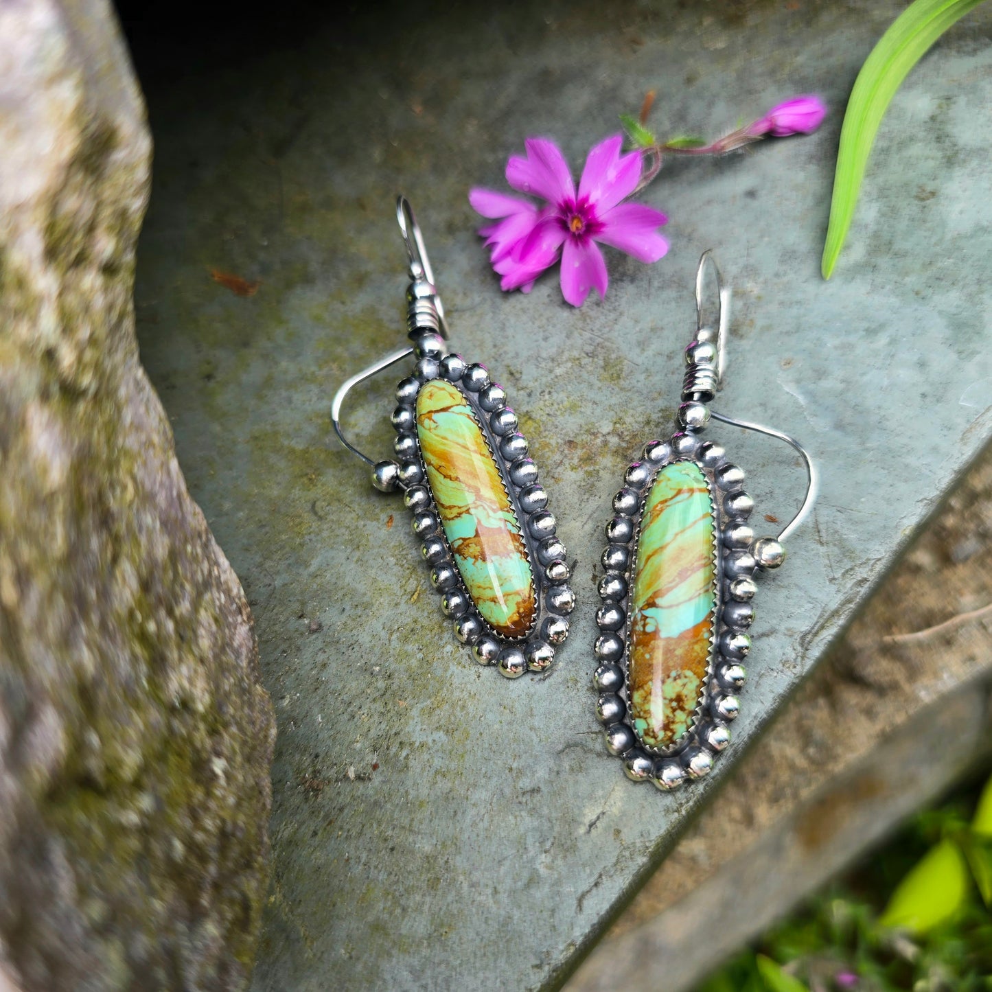 #8 Turquoise Sterling Silver Statement Earrings