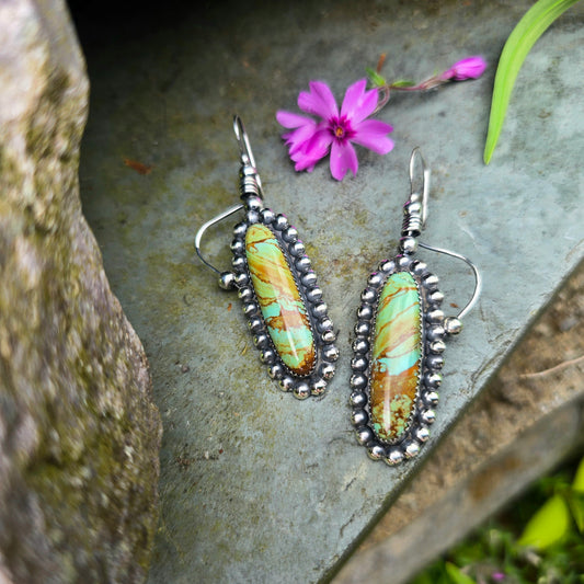 #8 Turquoise Sterling Silver Statement Earrings