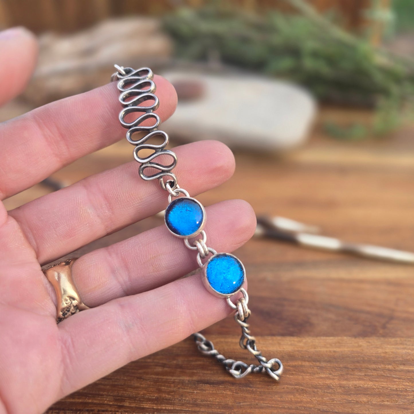 Electric Blue Dichroic Bracelet (One of a Kind) — Fits 6–6.5″ Wrist