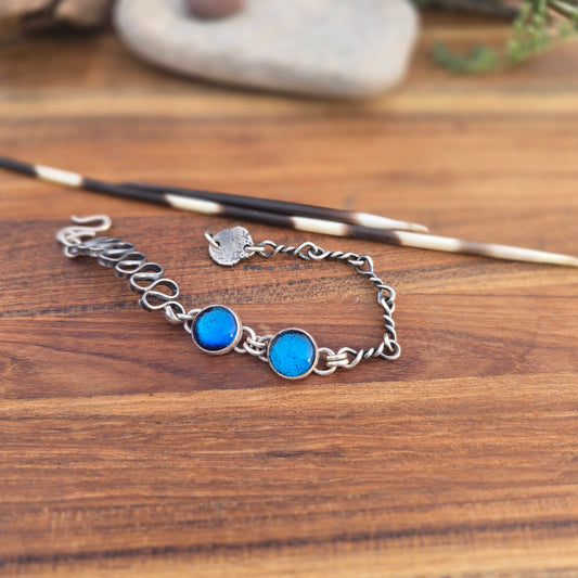 Electric Blue Dichroic Bracelet (One of a Kind) — Fits 6–6.5″ Wrist