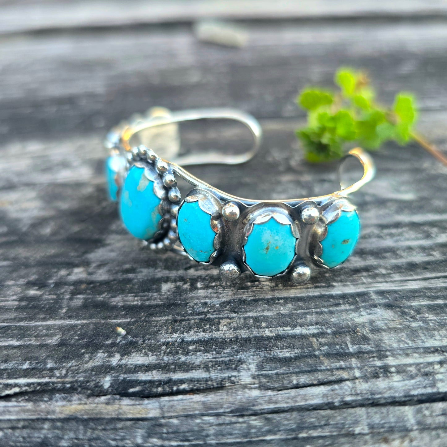 One-of-a-Kind Sterling Silver Statement Cuff | 7 Stone Turquoise Collector Bracelet
