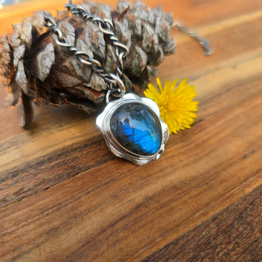 One-of-a-Kind Blue Flash Labradorite Pendant in Sterling Silver