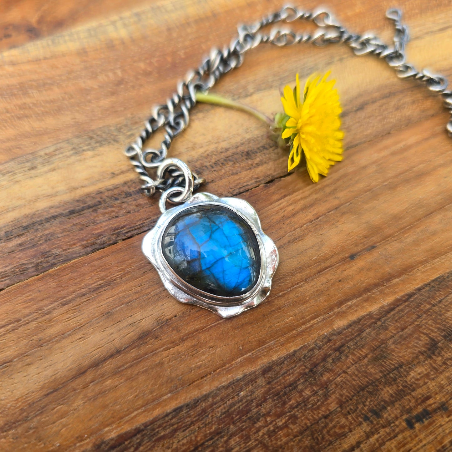 One-of-a-Kind Blue Flash Labradorite Pendant in Sterling Silver