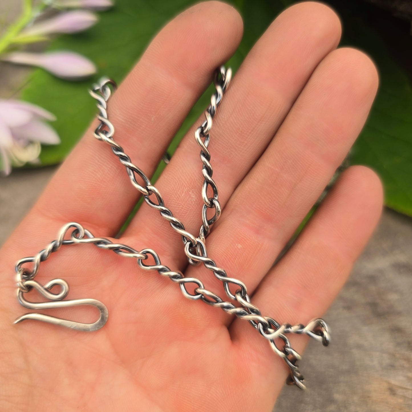 16 Gauge Hand-Forged Twisted Link Sterling Silver Chain
